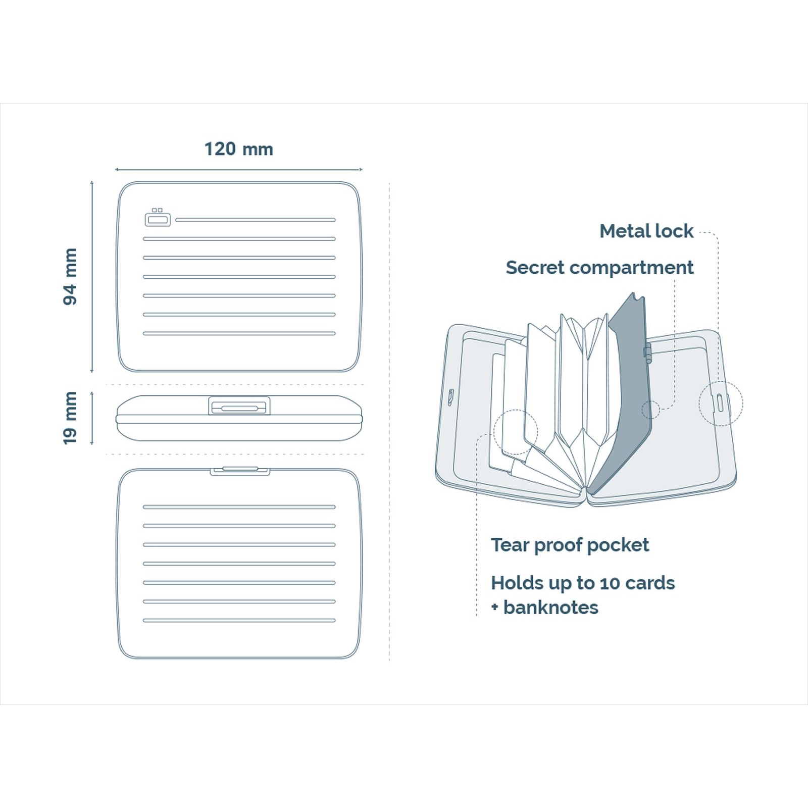 OGON Aluminum Wallet Smart Case V2.0 Large - Matt Green